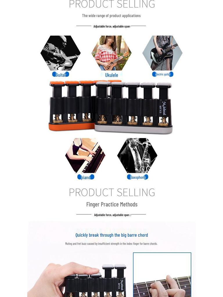 Adjustable Five-Finger Piano & Guitar Finger Strength Trainer with Copper Core