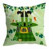 St. Patrick's Day Peach Skin Velvet Pillowcase, Green Four-leaf Clover Printed Sofa Pillow Cushion