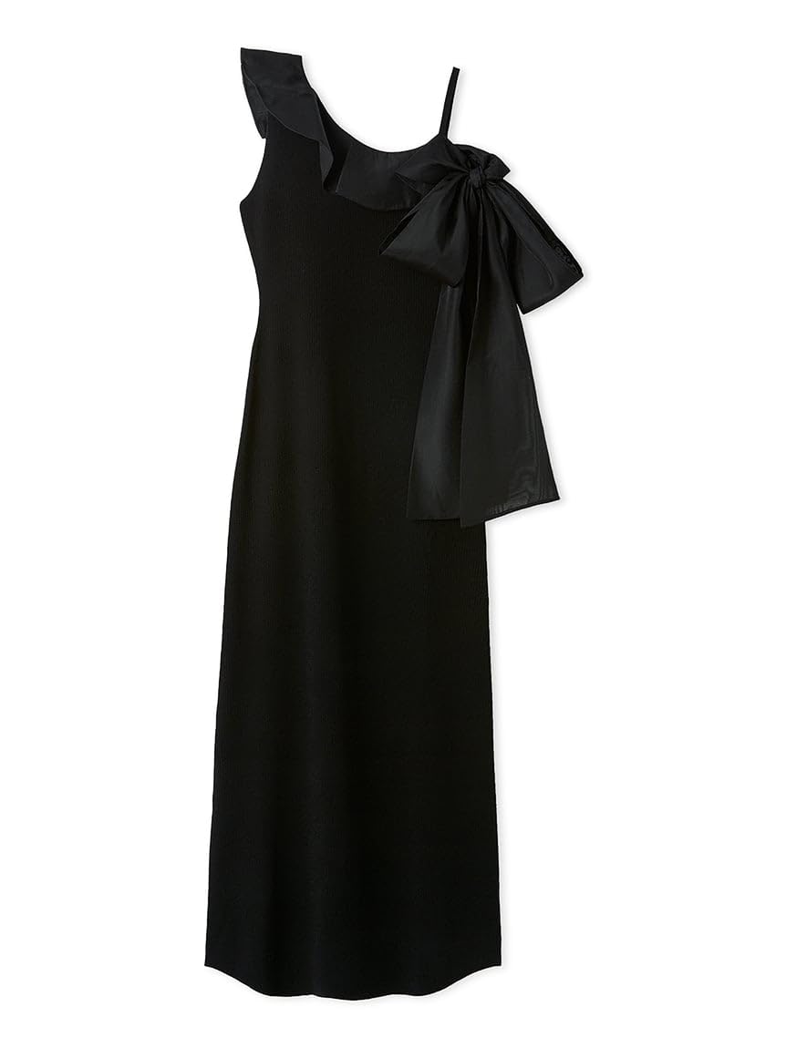 

Snidel Ribbon Knit Dress Black Women s One-Shoulder SWNO254026, чёрный