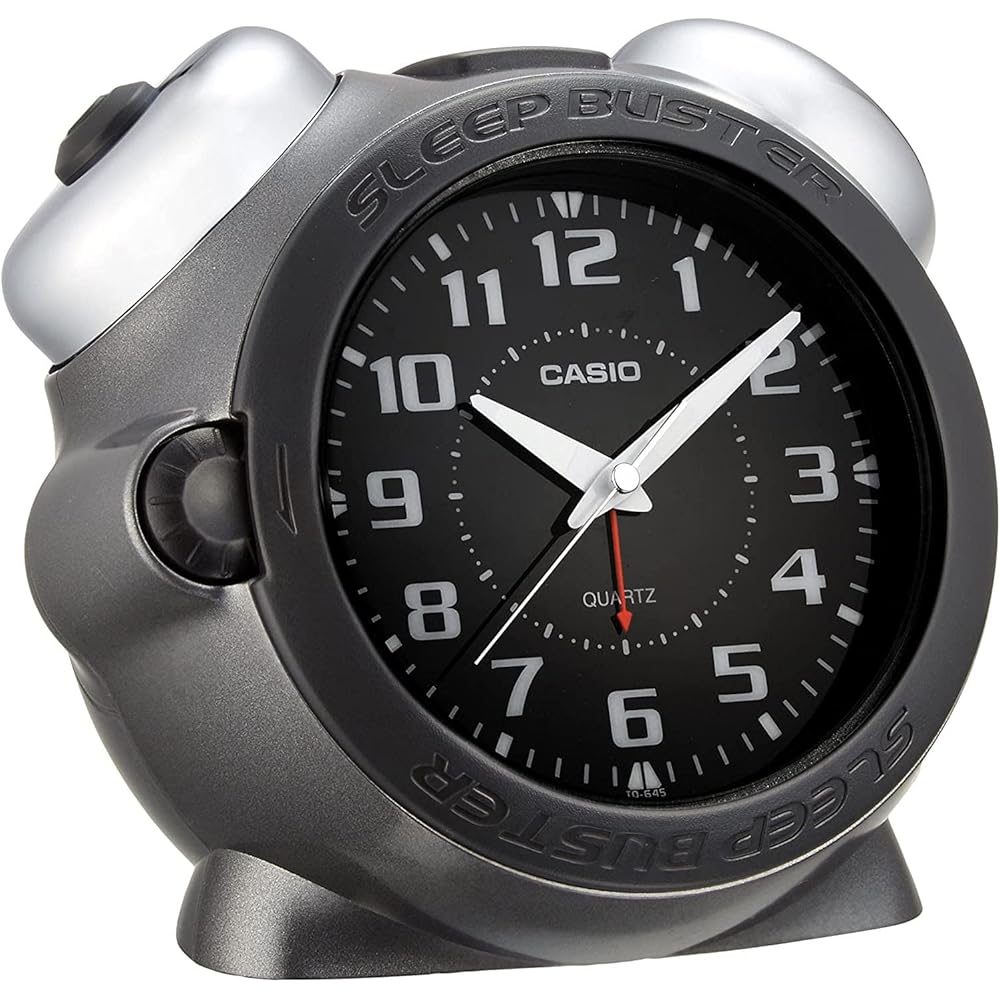 CASIO Alarm Clock, Loud Alarm Clock, Bell, Gray, Analog, Sleep Buster, Snooze, Light, TQ-645S-8BJF