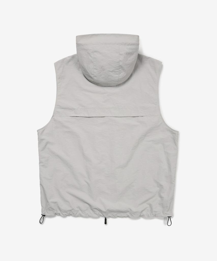 Not Only For Today High-Neck 3D Pocket Hooded Vest [Light Gray]