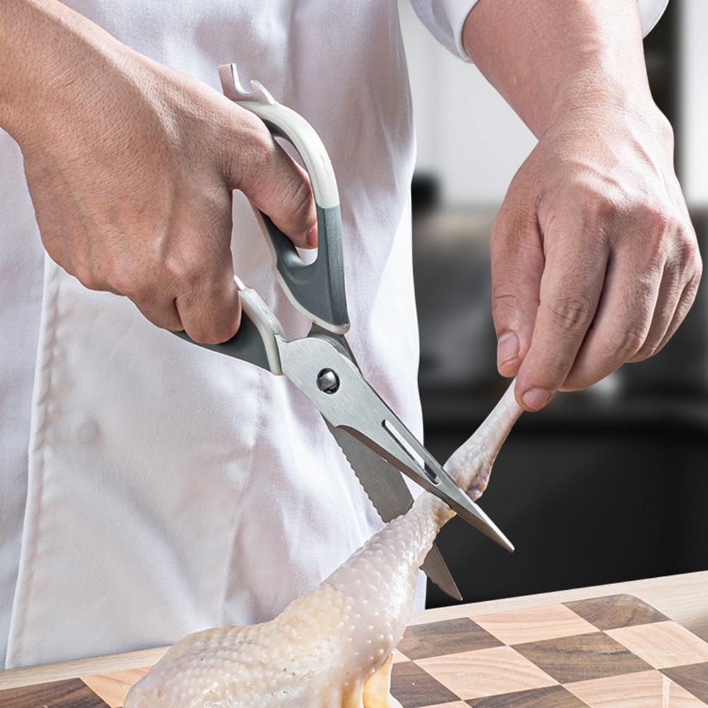 High-Quality 6-in-1 Powerful Kitchen Scissors Detachable Multi-functional Magnetic Storage Pouch Fish Scale Plane Peeler Crack Walnut Corkscrew