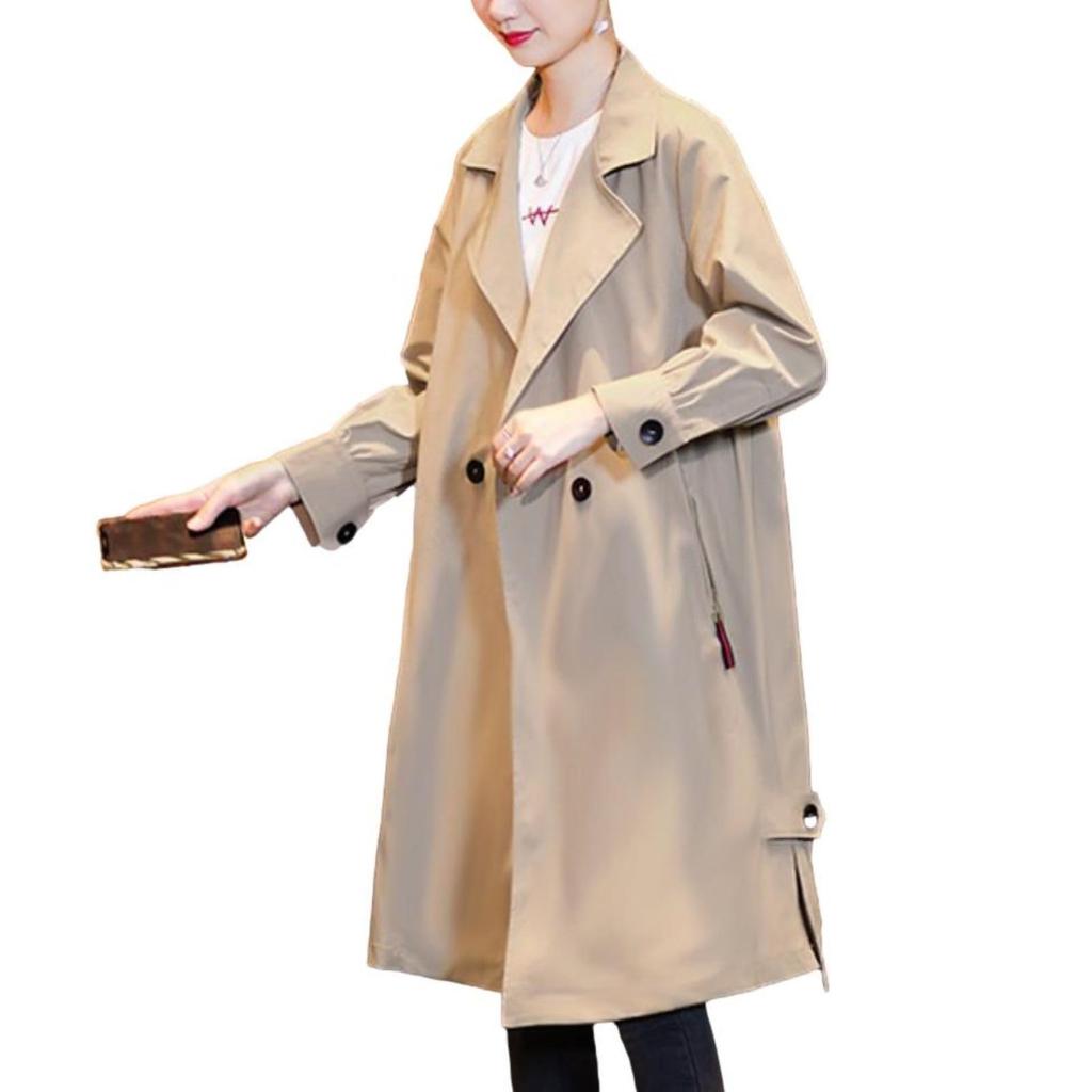 J-Scott Damen Beige Knielanger Trenchcoat mit Reißverschlusstaschen und Puffärmeln, Schlichte Oberbekleidung, Beige, JS126-BG-2XL