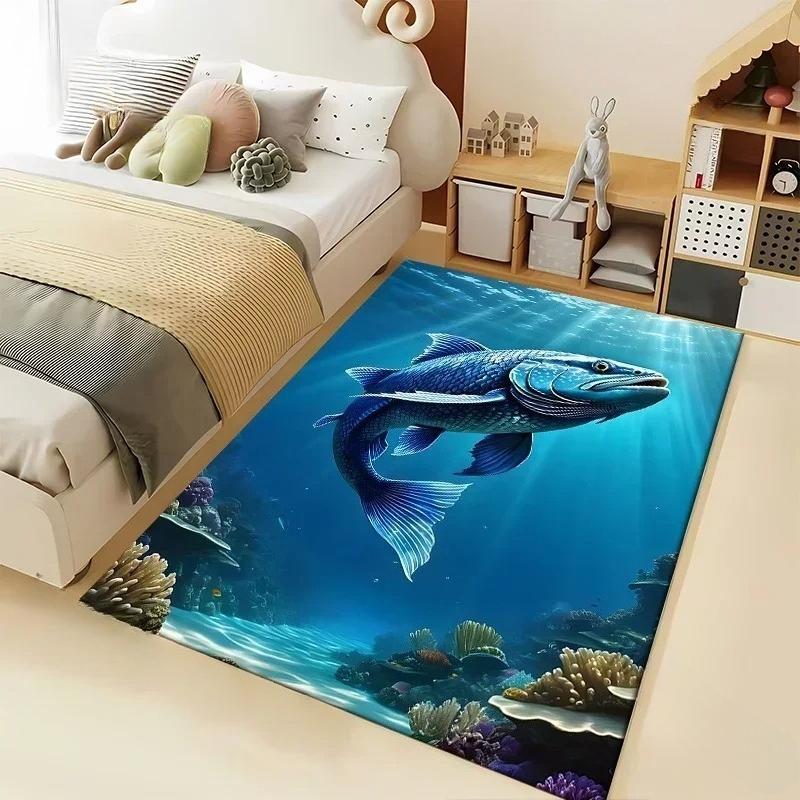 

Sea Fish Pattern Carpet for Living Room Bedroom Bedside Floor Mat Cloakroom Game Mat Area Rug Living Room Decoration Rugs 50cm x 80cm