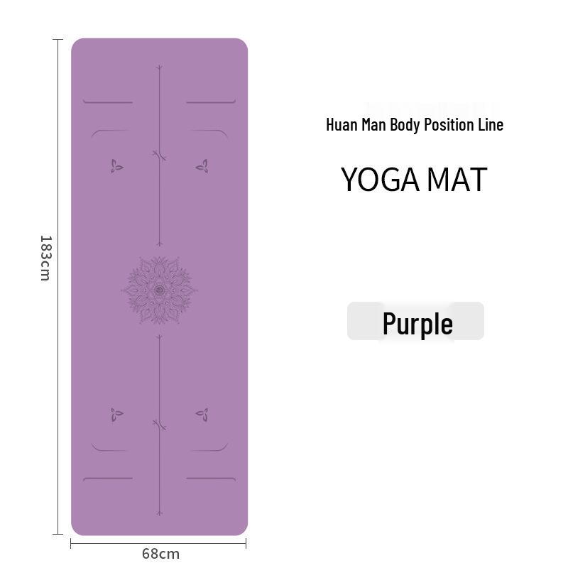 PU Non-slip Natural Rubber Yoga Mat with Posture Lines - Thick and Professional for Sports Fitness