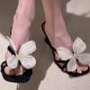 Designer Summers Open Toe Beach Vacation Women Slippers Fashion Slip On Shoes Ladies Elegant Thick Heel Dress Flower Slides
