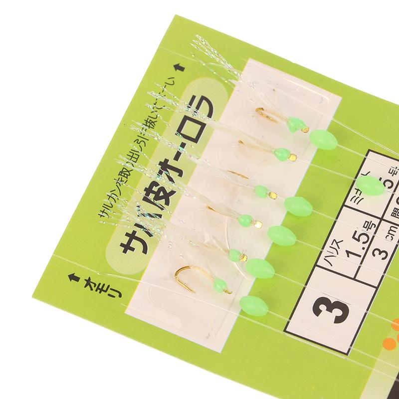 6Pcs/Pack Fish Hook White Fish Skin Bionic String Hook Real Fishing Skin Tinsel Carp Sea Rigs Gang Tackles Baits