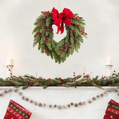 Ön Kapı İçin Noel Çelengi 20 inç Yapay Pencere Verandaları
