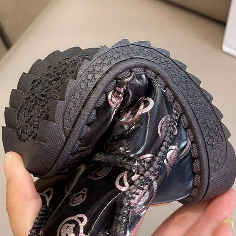 Girls' Snow Boots New Winter Soft Soles with Wool Thickened Princess Shoes Children Boys Cotton Shoes