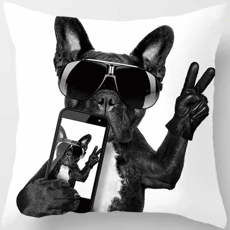 Funny Cartoon Dog Print Pillowcase Home Decor Car Sofa Cushion Cover (45cm*45cm)