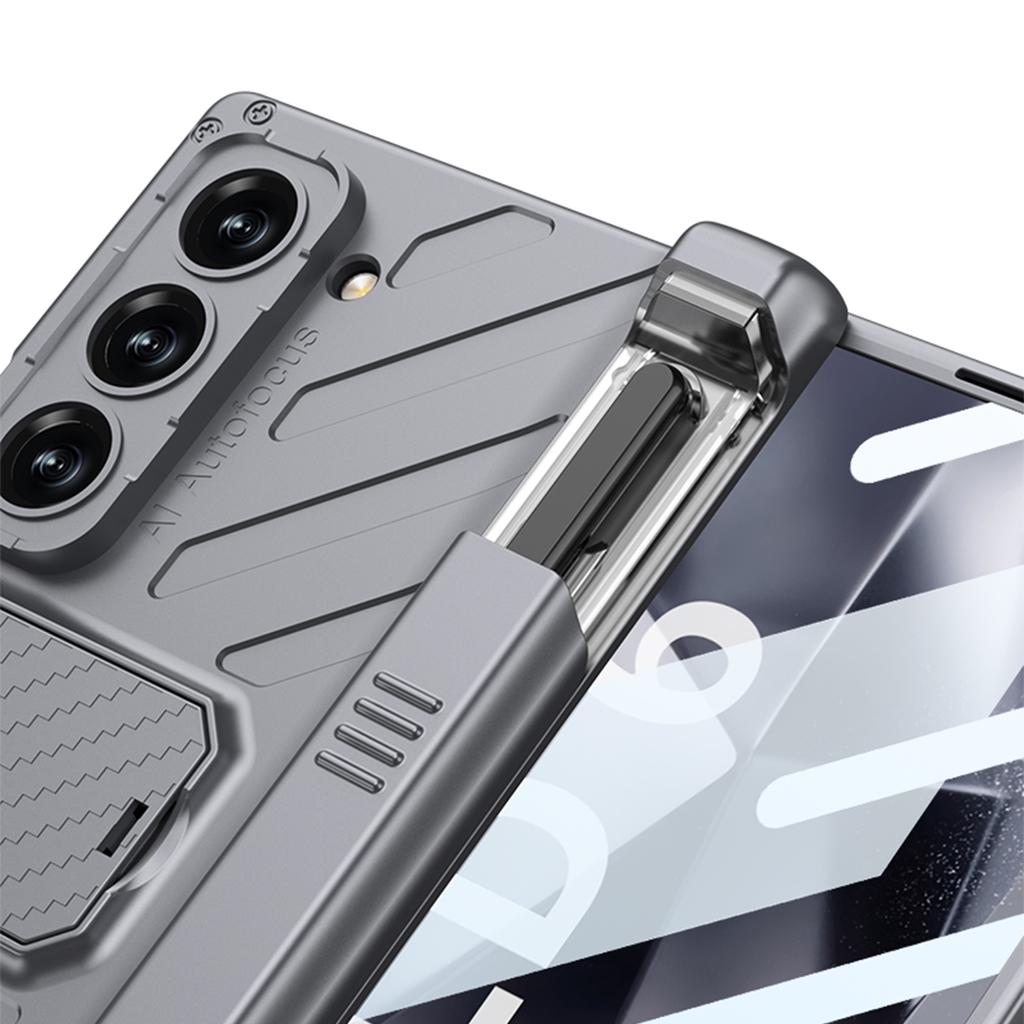 Tvrdý kryt z PC s magnetickým pantem pro Samsung Galaxy Z Fold 6 s držákem na pero, ochranný kryt obrazovky