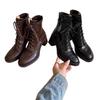 Coarse heel heightening Martin boots women's 2025 new versatile side zipper lace-up short boots locomotive knight boots