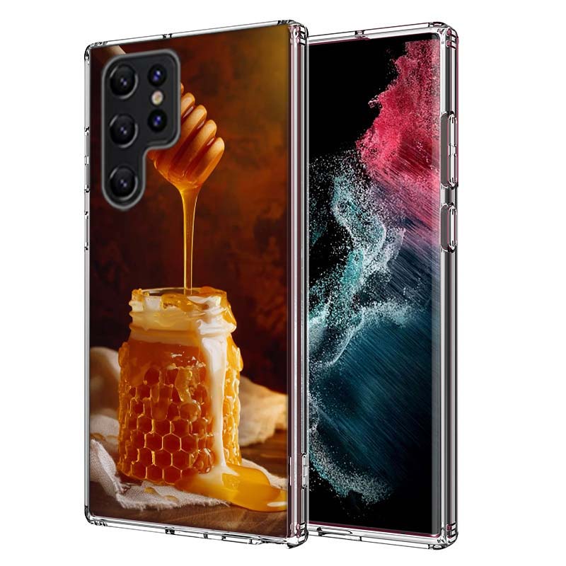 Golden Honey Dripping From Honeycomb Capa Phone Case For Samsung S26 Ultra S25 Edge Galaxy S23 S21 S20 S24 FE S22 S10 Plus Cover