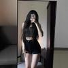 High-Waisted Retro Black Denim Slimming Shorts - 2025 Summer Trend