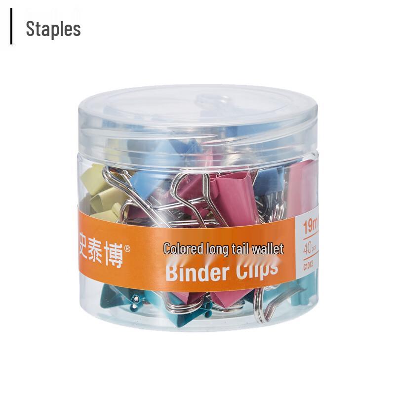 Staples C1012 19mm Colored Binder Clips