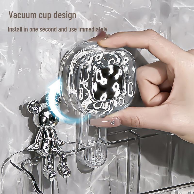 Wall-Mounted Suction Cup Face Towel Storage Box for Bathroom