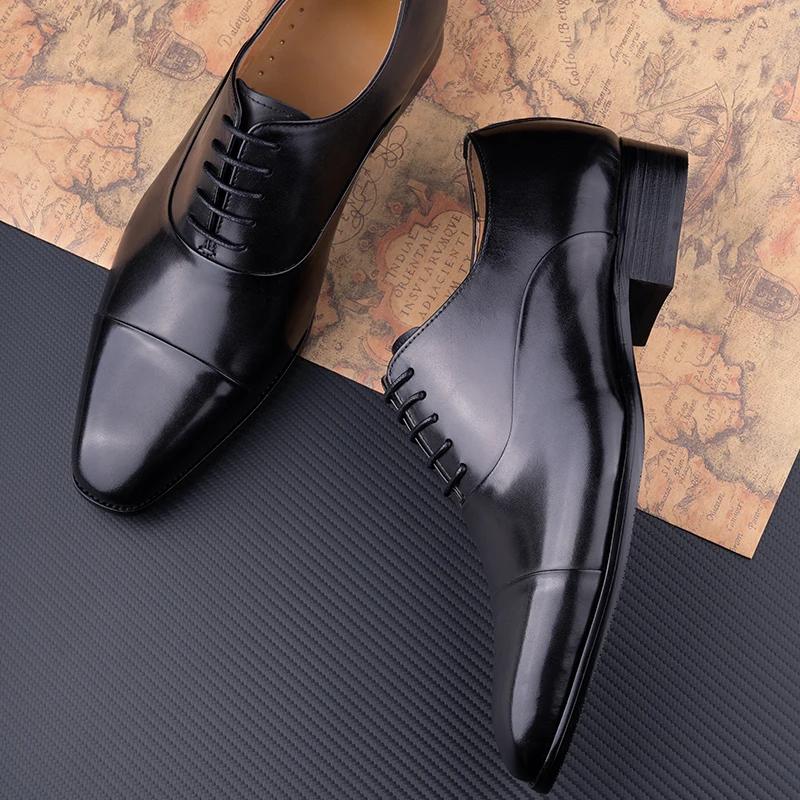 Fashion High Quality Handmade Mens Oxford Leather Shoes Inner Suture Genuine Leather Men Dress Shoes Business Formal Leather Shoes