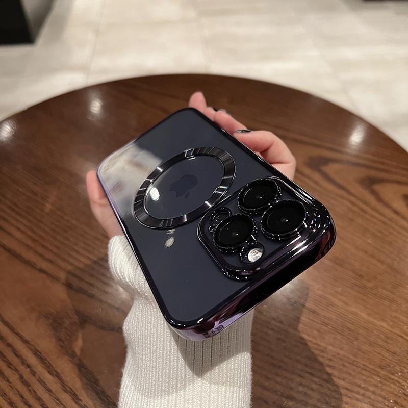Luxuriöse transparente Magsafe-Telefonhülle zum kabellosen Laden für iPhone 15 14 13 12 11 Pro Max Plus, magnetische Stoßstangen-Silikonhülle