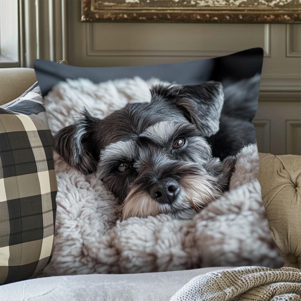 1pc Pillowcase, Mini Sausage Dog Relaxation Theme Pillow Cover, 45.72*45.72cm, Soft Smooth Polyester Short Plush Fabric, Single-Sided Printed Pattern,