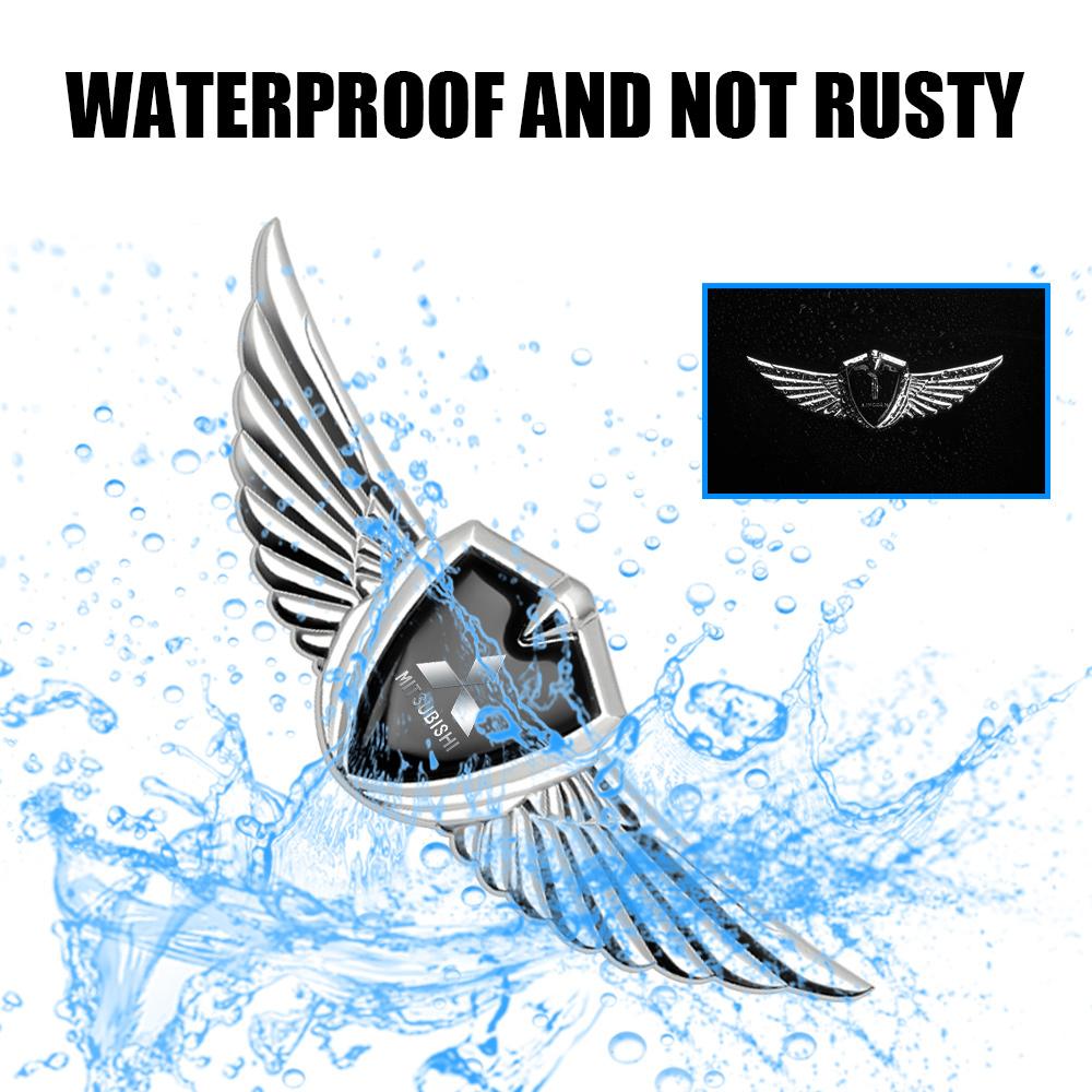 nlvc3 3D Metal Wings Emblem Car Side Mark Window Trunk Sticker Decal For Mitsubishi Lancer 9 10 Asx Outlander 3 Pajero L200 Xl  Galant