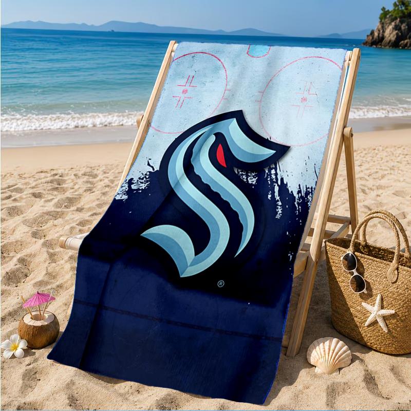 Seattle Kraken Logo Beach Towel, Super Soft Microfiber, Perfect Gift for Her/Him, Birthday, for Pool, Beach, Travel, Decor Beach Party