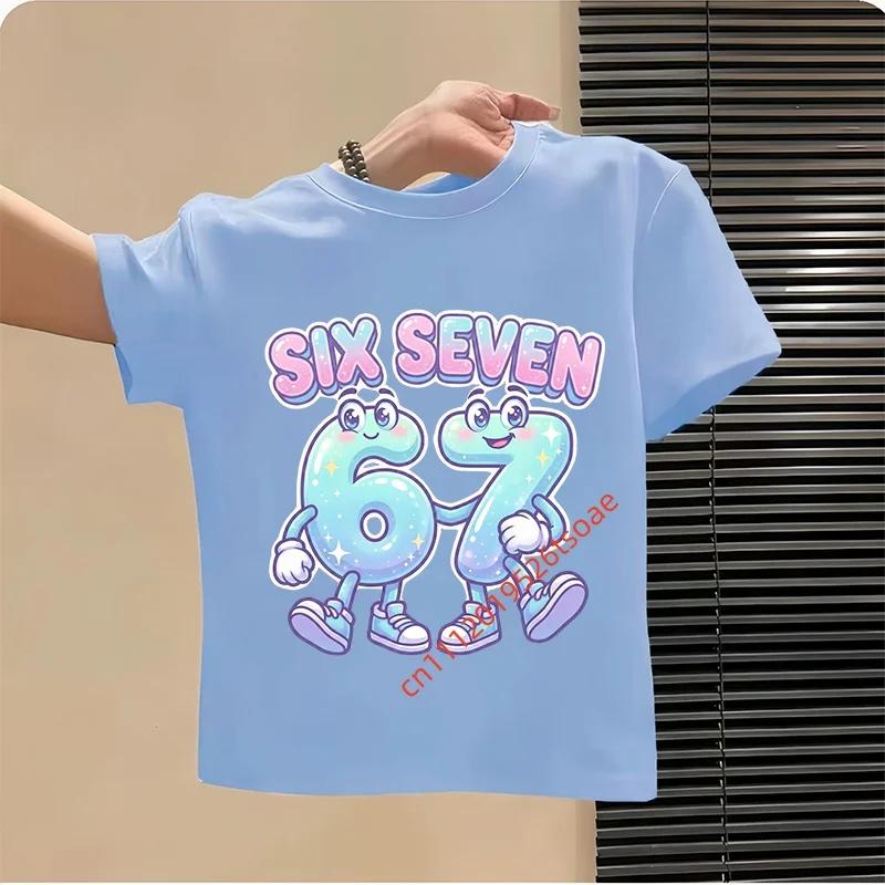 Funny Six Seven Italian Brainrot 67 Number Graphic Print TShirt BoyGirl Summer Short Sleeved Kids Loose Comfortable Tshirt Top 100