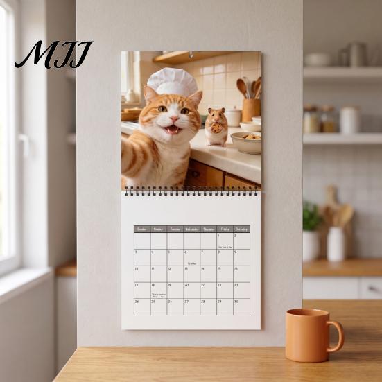Gift for Pet Lovers 2027 Snapshot Wall Calendar, Spiral Binding Thickened Paper Monthly Cute Animal Organizer Planner, 12 Month Desk Calendar