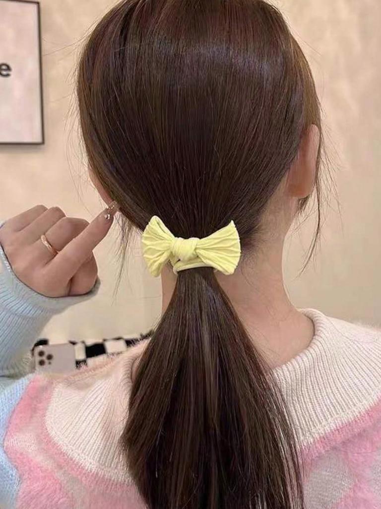 10 Pcs Fashion Simplicity Designed Dopamine Bow Elastic Hair Bands For Women Girls Party Hair Accessories