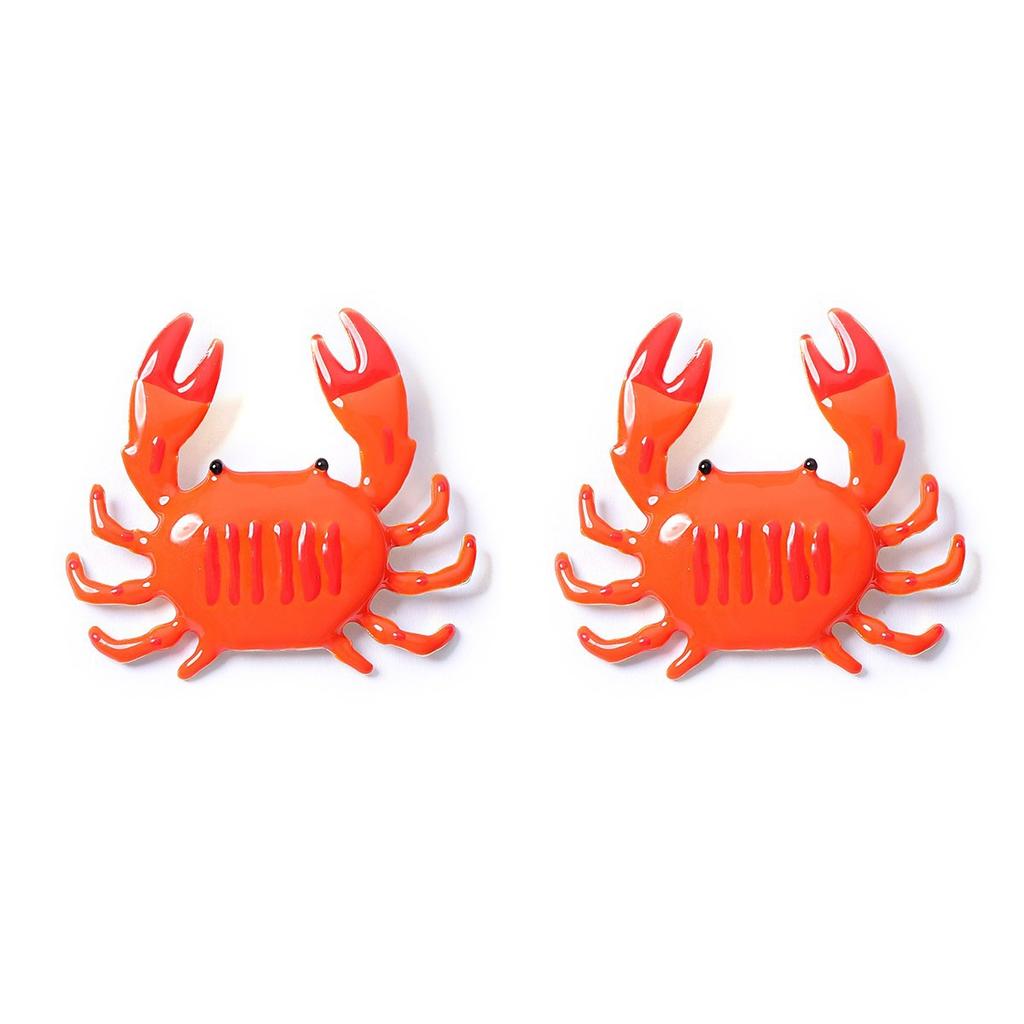 ZA Summer Vacation Atmosphere Alloy Dripping Oil Crab Stud Earrings Travel Vitality Versatile Ocean Style Woman