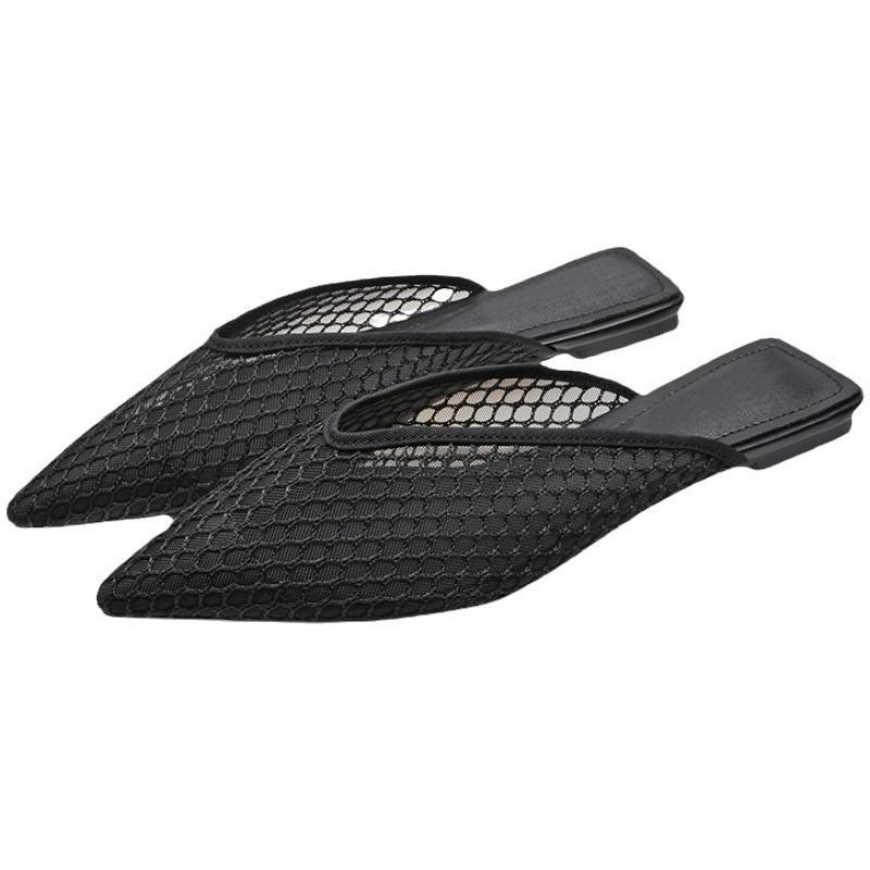 Summer new pointed flat sandals lazy half drag bag head Muller women's slippers