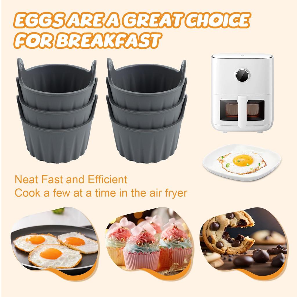 Silicone Air Fryer Egg Mold Reusable Nonstick Silicone Egg Liners Poached Egg Cups for Microwave Stovetop Egg Cooking