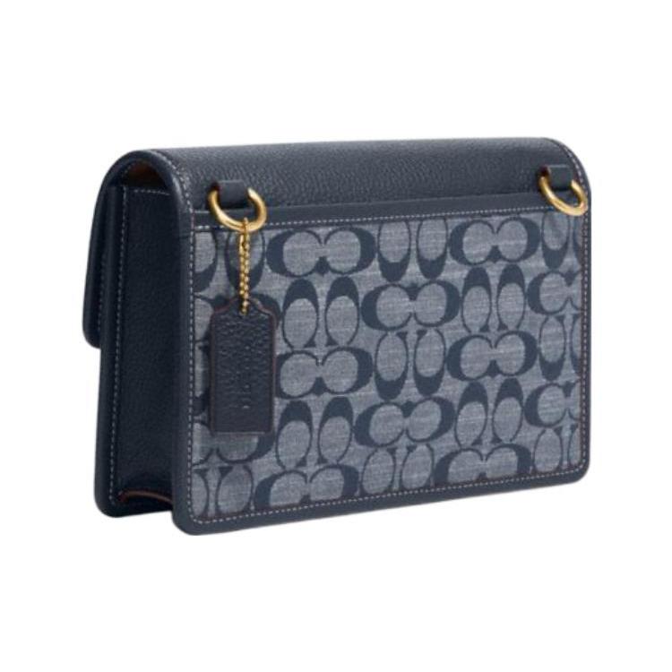 New COACH Turner Mulberry Silk Plain Weave Fabric Shoulder Bag, Crossbody Bag Medium Size Men's Denim Blue CH828-B4DE