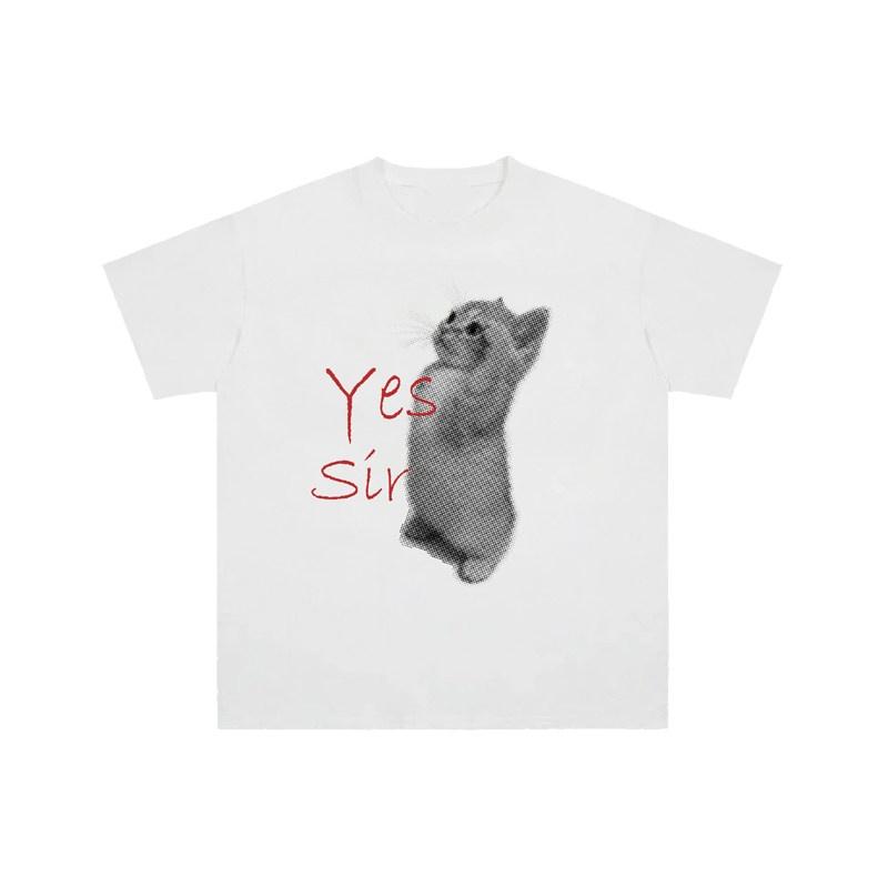 

Adult and Children ParentChild Yes Sir Salute Kitten Fun Daily Cotton Short Sleeve Sports Casual TShirt S