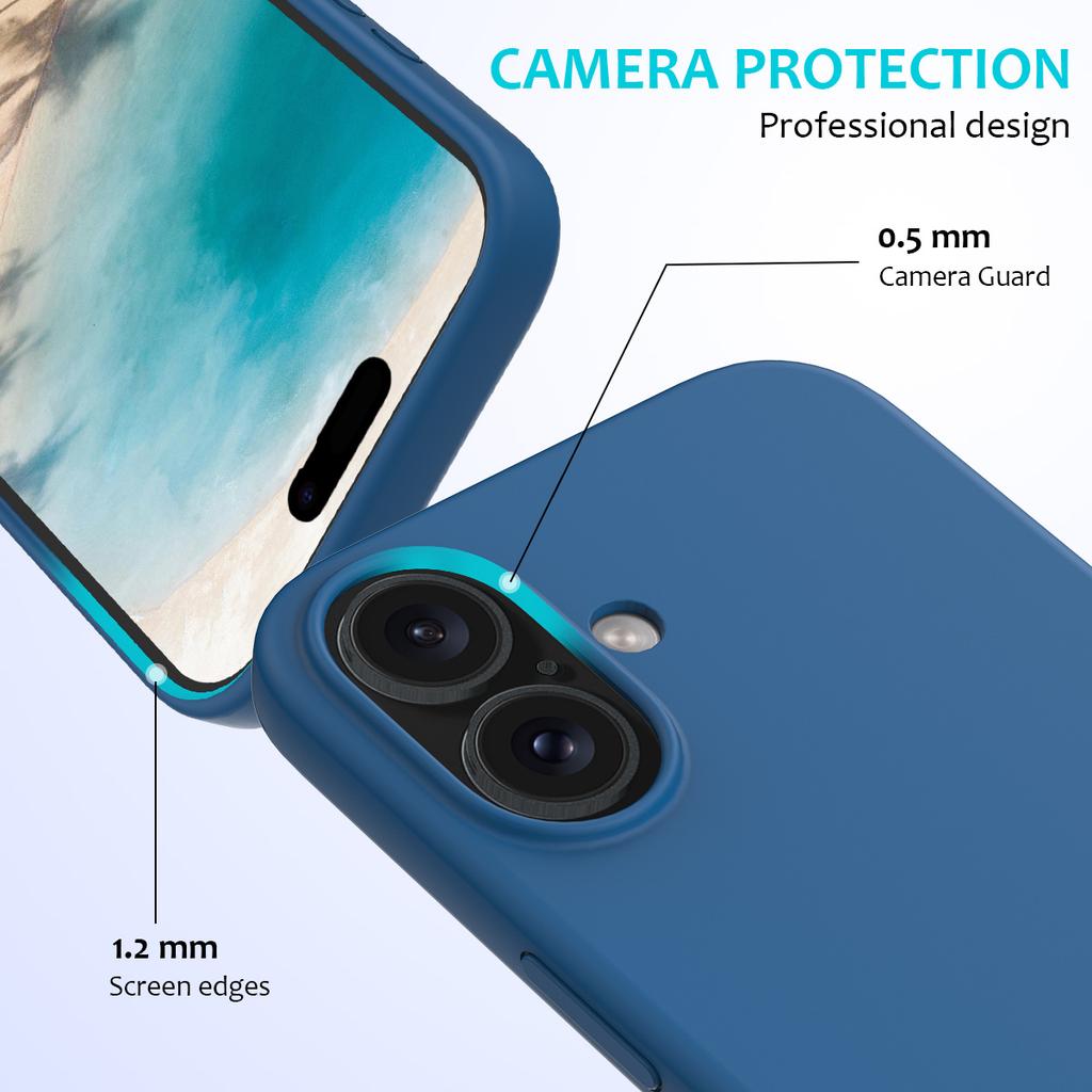For iPhone 16 Case Liquid Silicone Soft Lining Shockproof Phone Cover