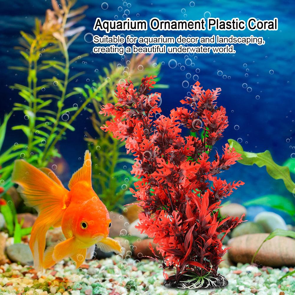 Plastic Vivid Artificial Water Plant Ornament for Aquarium Underwater Fish Tank Garden Red