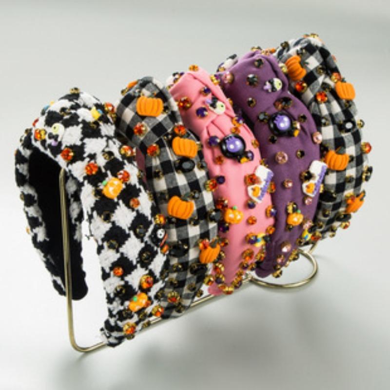 New Halloween element headband, unique female personality, diamond-encrusted rice beads, ghost pumpkin accessories decoration