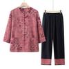 Grandma's Summer Clothing Set: Plus Size Mid-Sleeve Shirt for Middle-Aged and Elderly Women – Casual Spring Outfit for Mom