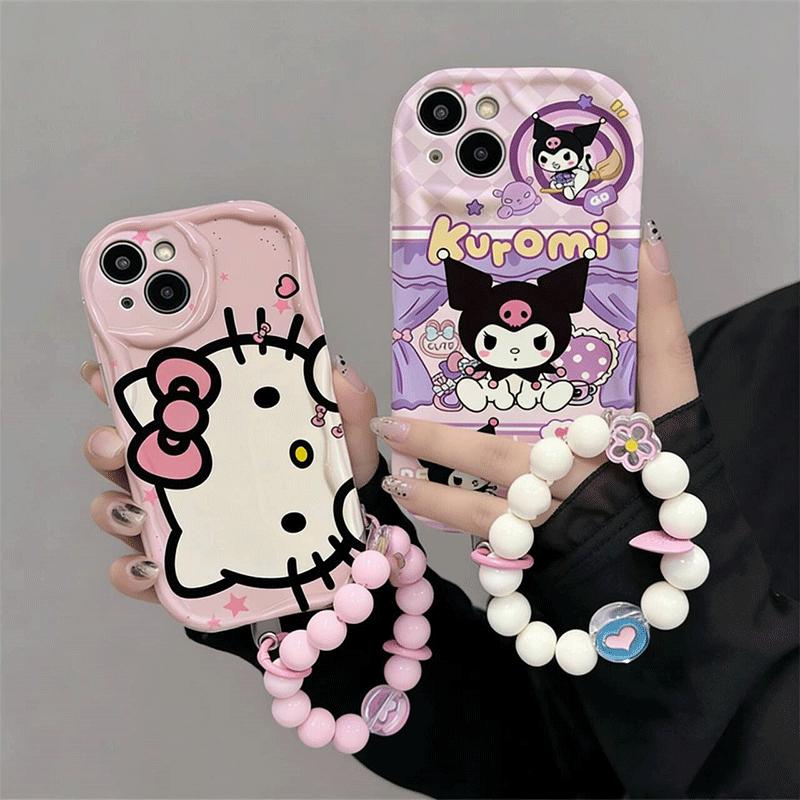 Kuromi Hello Kitty Pearl Chain Case For OPPO Reno 15F 15 Pro 14F 13F 12F 11F 14 13 12 Pro A6X A6 A5 Pro A60 5G Pochacco Casing