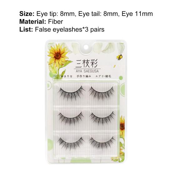 Yousheng 3 Paar Falsche Wimpern Natürlich Bequem zu Tragen Faser Gekreuzt Make-up Extensions Augenwimpern für Ankleideraum