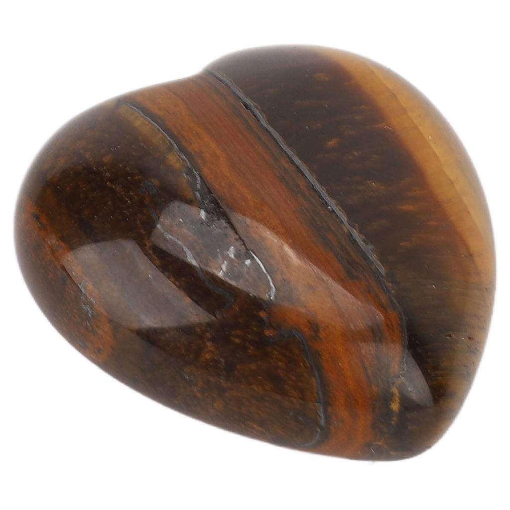 2pcs Tigerite Stone Heart Shape Shiny Gloss Exquisite Smooth Decorative Stone for Rockery Flower Pots Fish Tank 3cm