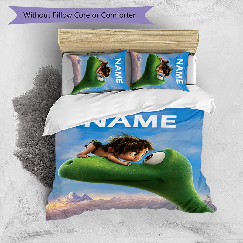3pcs The Good Dinosaur1 Cover Set - Personalized Name, HD Printed Bedding with 1 Cover and 2 Pillowcases - Perfect for Home Decor, Easy Care