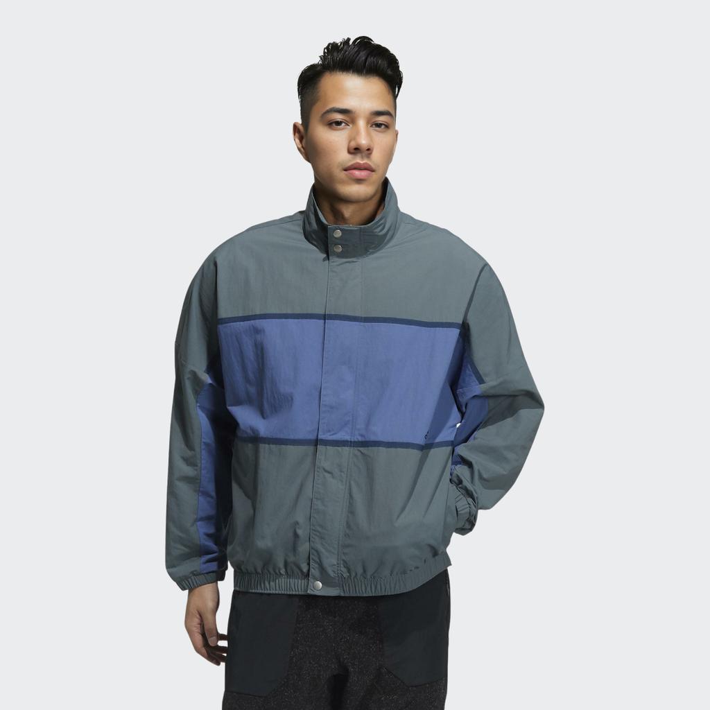 adidas Giacca Tessuta con Parola, Collo Alto, Vestibilità Larga e Stampa Color Block Capospalla da Uomo Blu GL8682