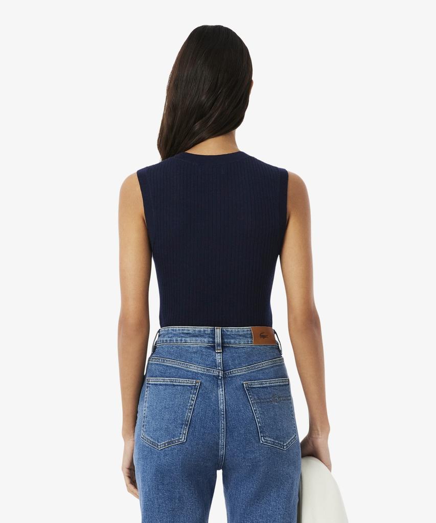 LACOSTE Women'S Fine Merino Wool Sleeveless Sweater Af9988-56G 166
