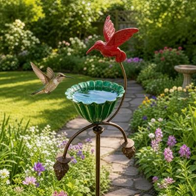 Outdoor Bird Feeder Bird Baths for Outside Metal Flower Garden Stakes Bird Bath