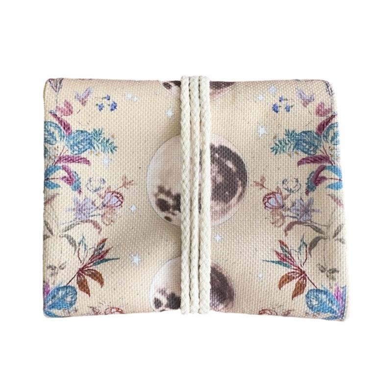 Linen Tarot Bag For Organizing Divination Cards And Crystals Foldable Tarot Deck Mat with Layout Pattern