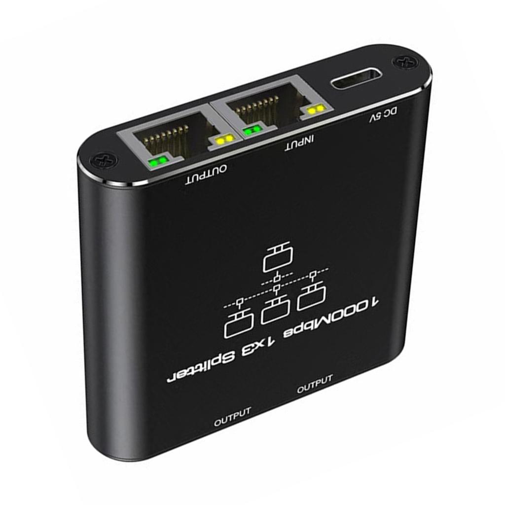Gigabit Ethernet Splitter 1 in 3 Out RJ45 Ports 1000Mbps High Speed Stable Network Splitter for Home And Office