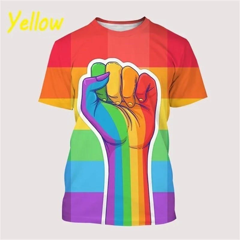 New Fashion Rainbow Pattern T-Shirt 3D Print Summer Casual Men's Round Neck Short Sleeve Hip-Hop Top