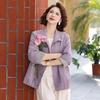 Spring Plaid Patchwork Windbreaker Jacket for Middle-Aged and Elderly Women