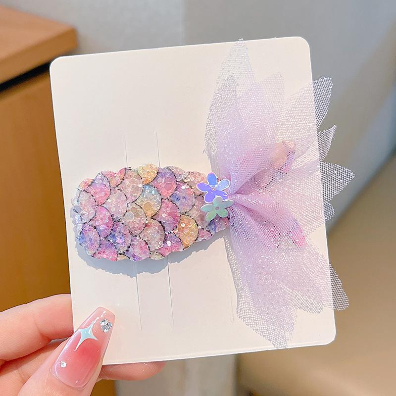 

2 шт. Заколка для волос для девочки Принцесса Русалочка Корейская Блестящая Рыбий хвост Зажим BB Заколка для волос детская Заколка для волос Головной убор Size fits all