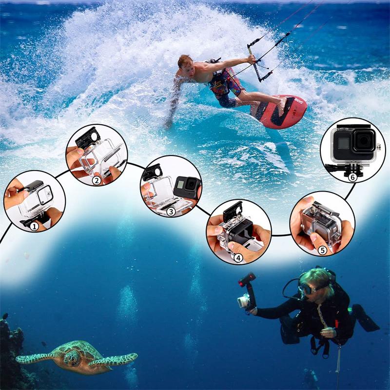 Wasserdichtes Gehäuse für GoPro Hero 12 11 10 9, schwarze Schutzhülle zum Tauchen, Unterwassergehäuse, Shell-Abdeckung, rot-violetter Farbfilter